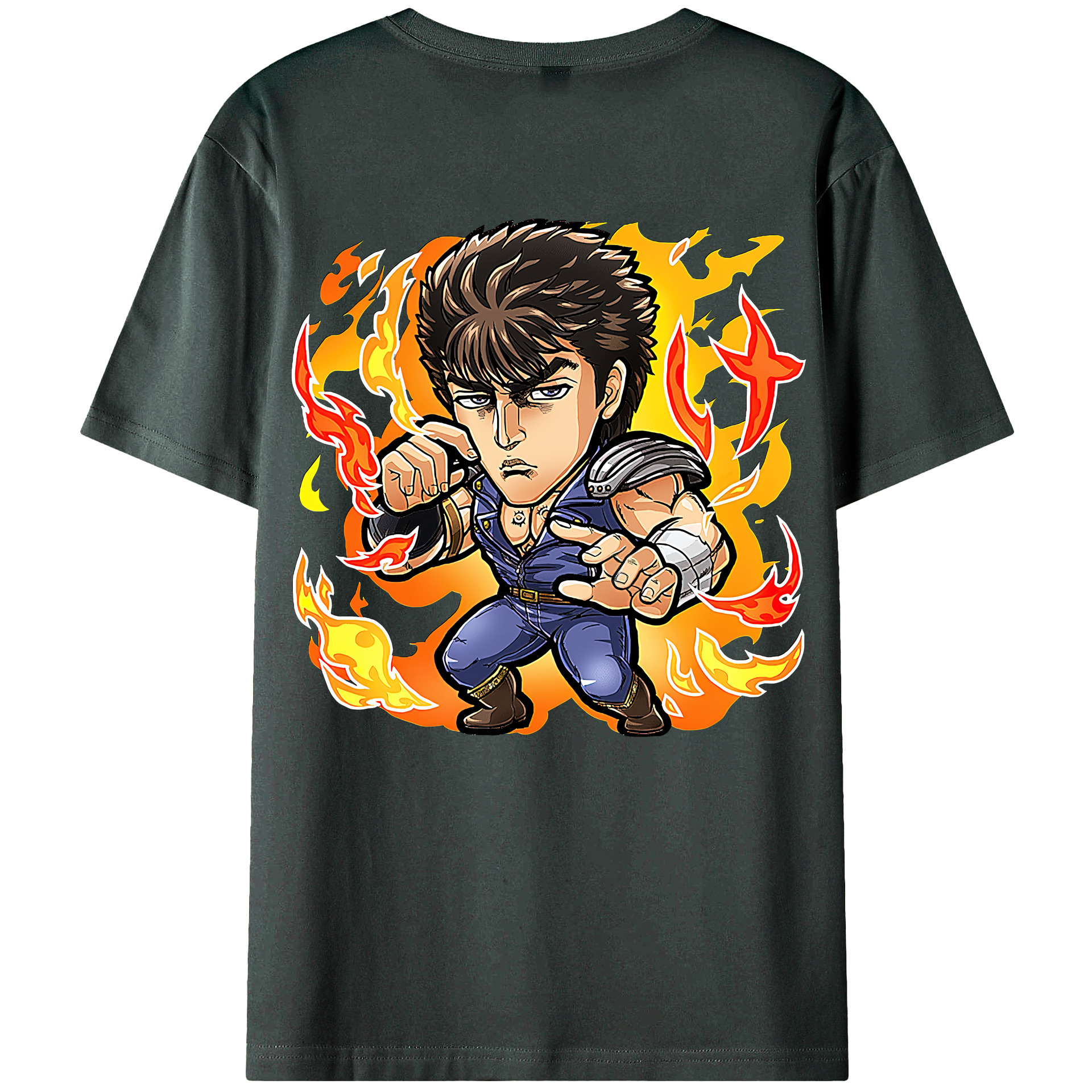 （画像用） 北斗の拳 Fist of the North Star 綿100％ メンズ半袖Tシャツ（バックプリント） 通気性